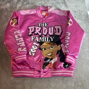 NWT Headgear Classics The Proud Family Satin Varsity Jacket Pink Size 3XL Penny